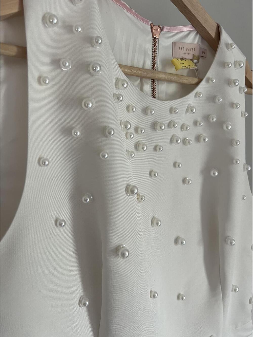 Ted Baker Milliea Pearl Embellished Dress, White, Size US 8 - Picture 3 of 9